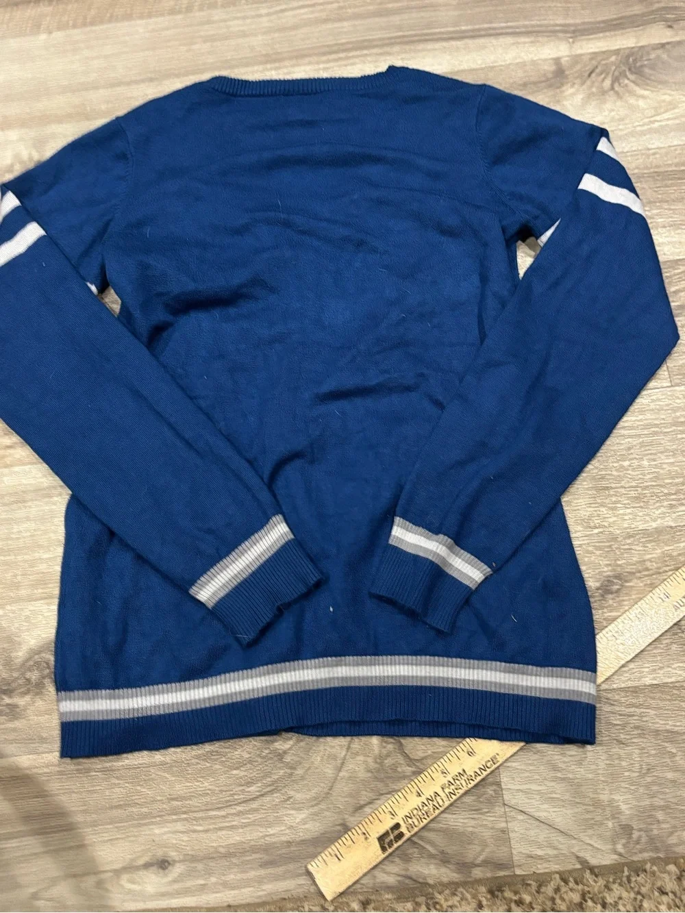 Women's Blue V-Neck Button Cardigan with Crest Detail